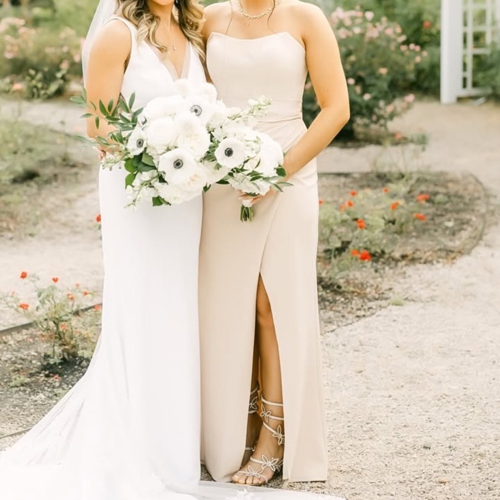 Revelry Bridesmaid Dress. Color: champagne. Size: 6.